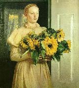 Michael Ancher pigen med solsikkerne Germany oil painting artist